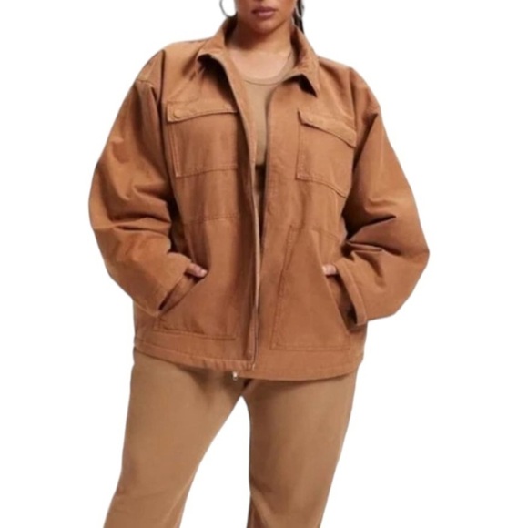 Good American Chore Jacket in Rust Oversized Zip Up Size 4 XL NWT - Picture 1 of 15